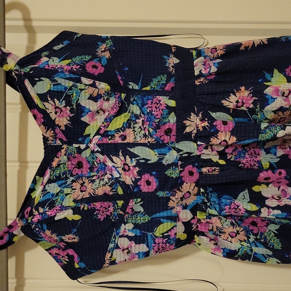 Dark Blue Candie's Floral Dress - Picture 2 of 3